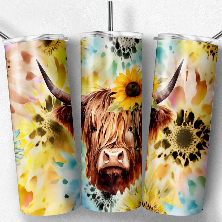 Highland Cow Tumbler, Country Tumbler, Western Tumbler for wholesale by So Peachy Designs
