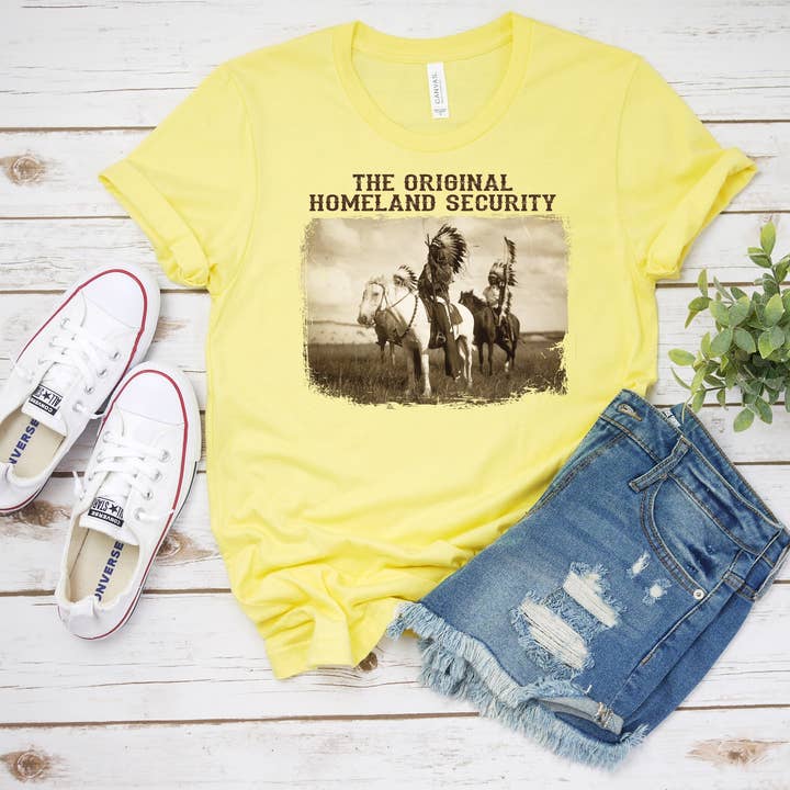 Artopia - Wholesale Screen Printed T-Shirt - Women's - Native American T-Shirt, The Original Homeland Security Tee