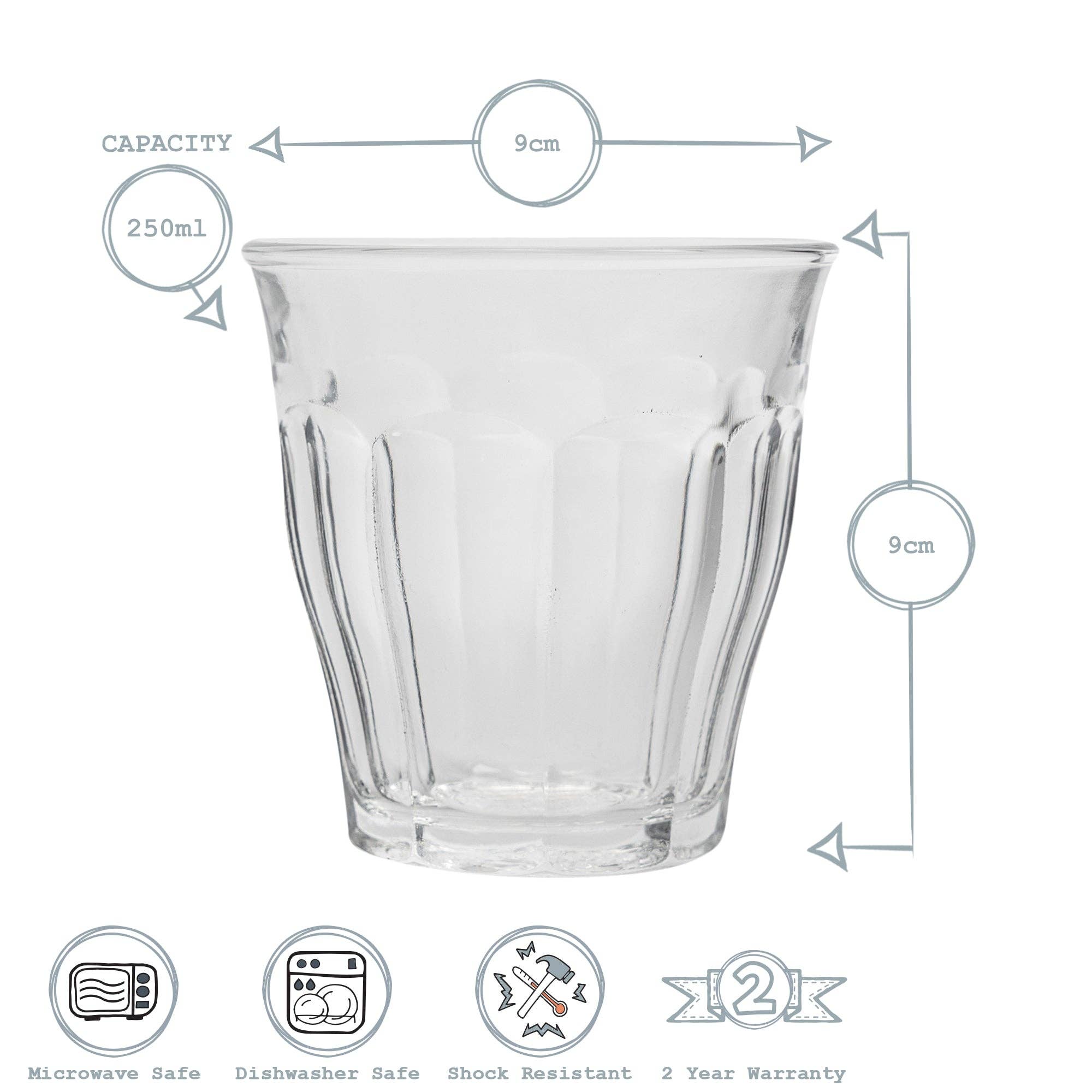 Rinkit Ltd - Wholesale Drinking Glass/Cup - Duralex Picardie Glass Drinking Tumbler - Amber - 250ml3