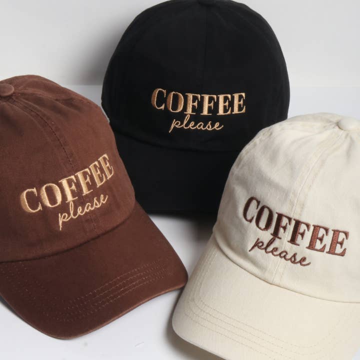 COFFEE PLEASE embroidered Baseball Cap and other Purchase Wholesale please. Free Returns & Net 60 Terms on Faire trending on Faire.