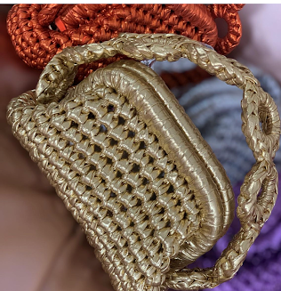 SIBYLLADELPHICA - Wholesale Clutch Bag - Women's - Mini Metallic Gold Crochet Clutch Bag - Persefoni6