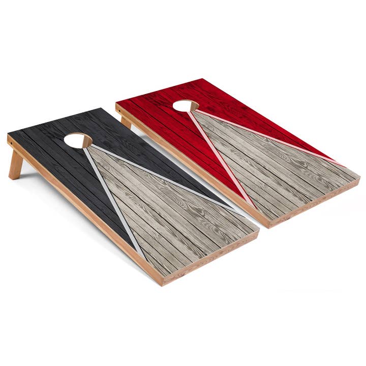 Ensemble Pyramid Cornhole gris foncé et rouge pour la vente par Skip's Garage