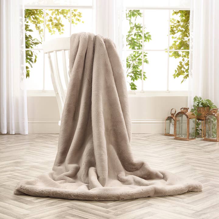 Soft Grey Faux Fur Throw 180 for wholesale by Katrina Hampton