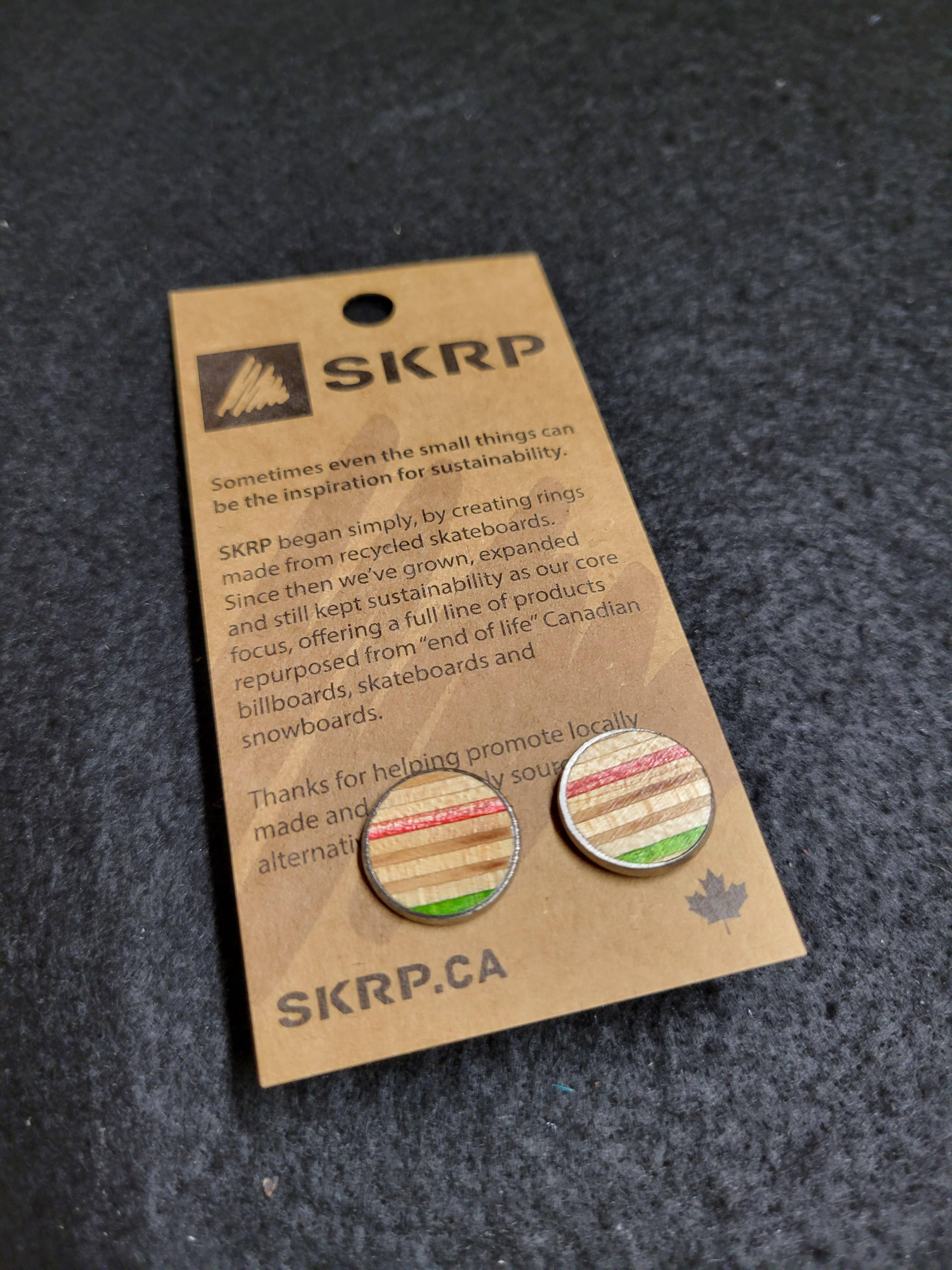 SKRP - Wholesale Stud/Post Earrings - Round Earrings made from recycled skateboards1