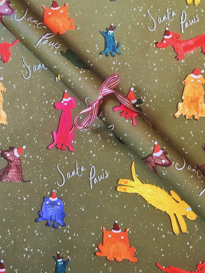 Santa Paws Gift Wrap for wholesale by Pen and Gwyn