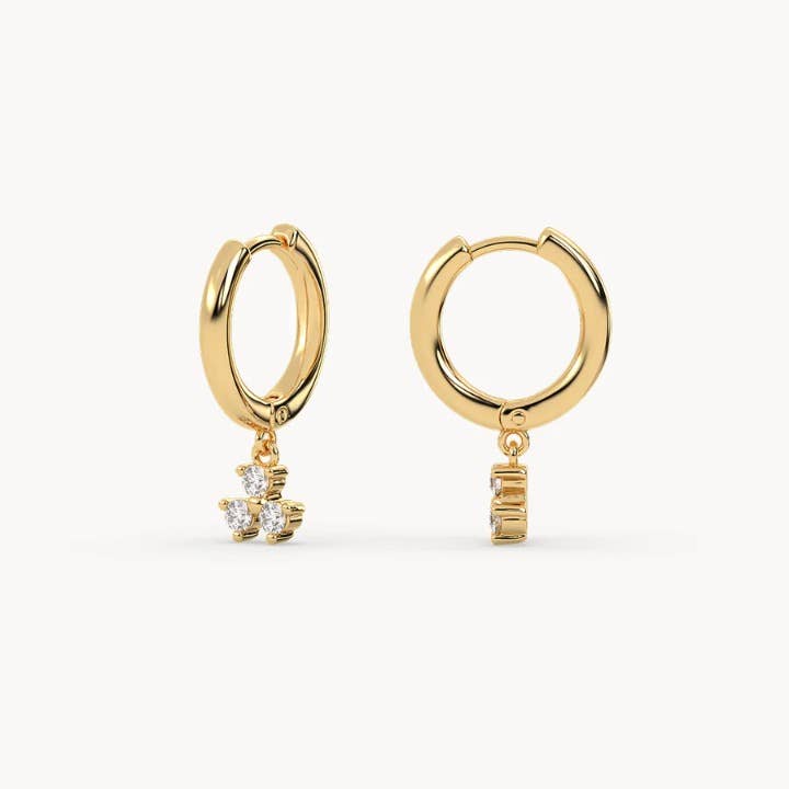 OISHI DIAMONDS - Wholesale Huggie Earrings - Radiant 0.21Ct Diamond Drop Earrings, Elegant 14k Gold 4