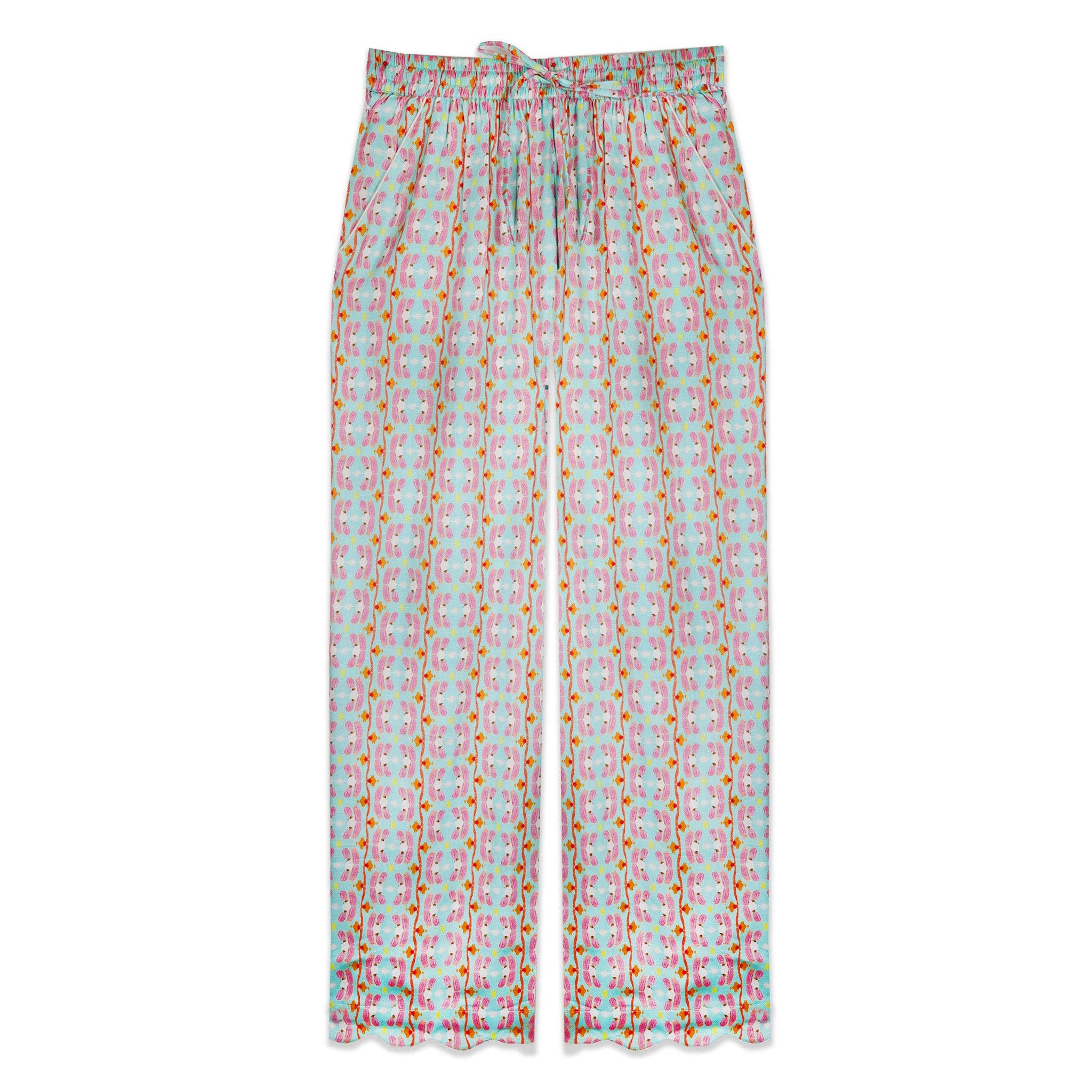 Brooks Avenue - Wholesale Sleepwear Set - Women's - Scalloped Pajama Set Long - Birds of Paradise7