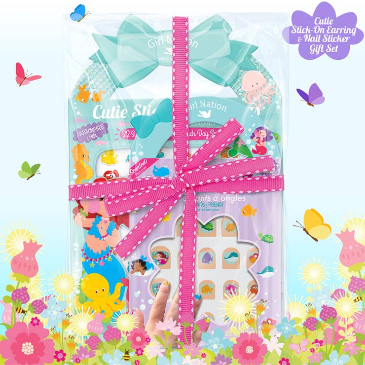 Girl Nation – wholesale Nagelkonst/dekaler – Söta klisterörhängen och nagelklistermärken presentset - Sjöjungfrur