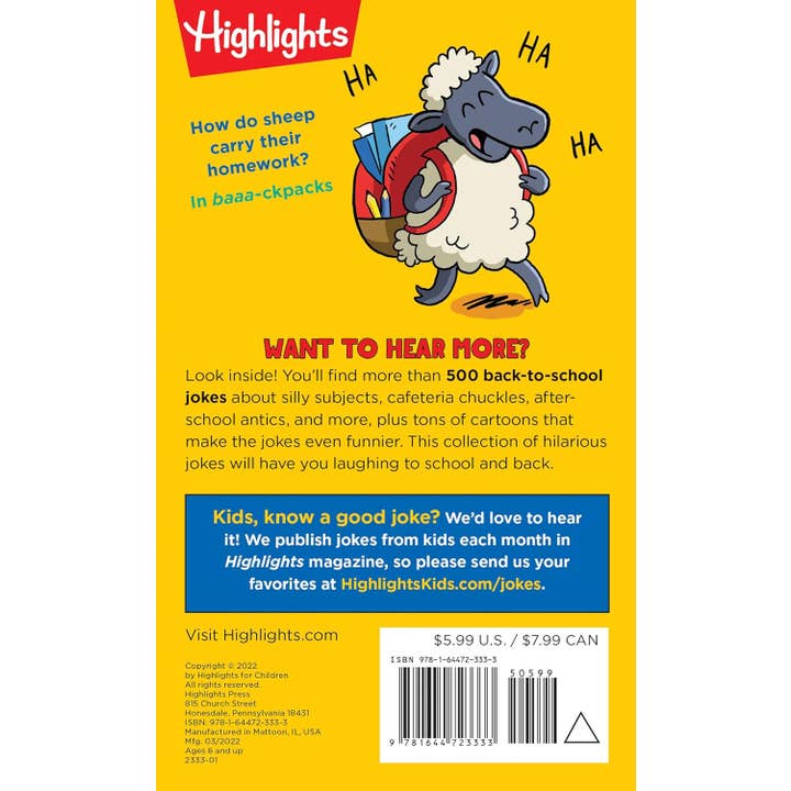 Highlights for Children - Wholesale Book - Kids - Best Kids' School Jokes Ever!