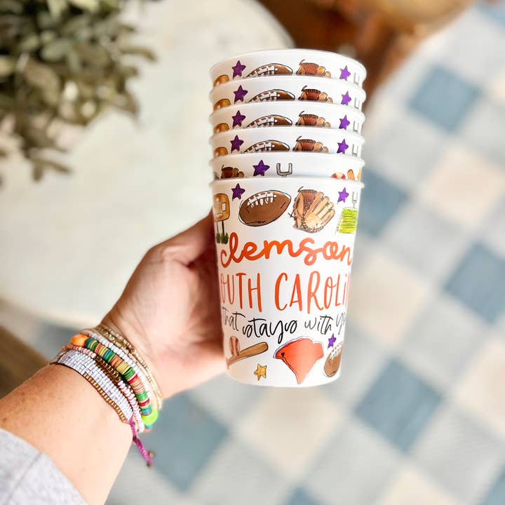 Happy By Rachel, LLC - Wholesale Disposable Cup - Clemson, SC Multi-Sport Reusable Party Cups tailgating