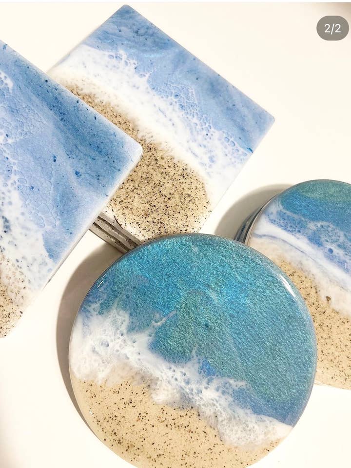 Beach Sand Coaster Set of 4 - Square Shape for wholesale by KP Design Co