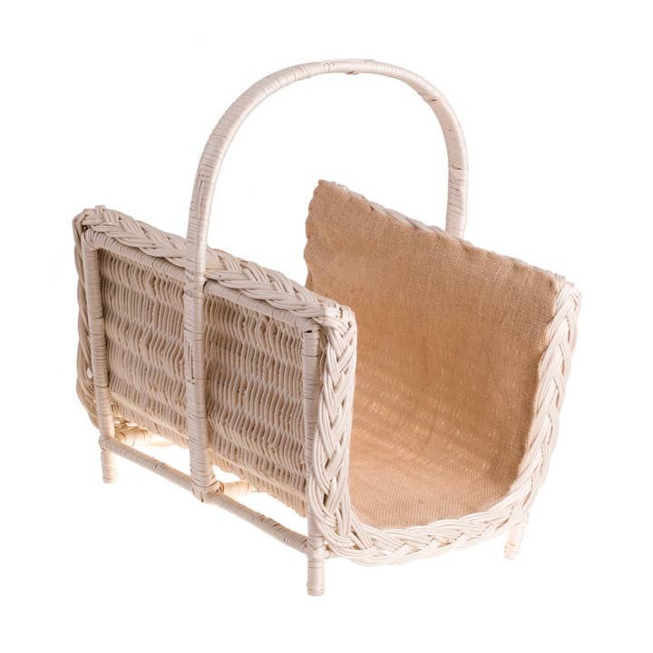 Whitewashed Log Basket, Fireplace Basket, Wicker Basket for wholesale by The Wicker Stories