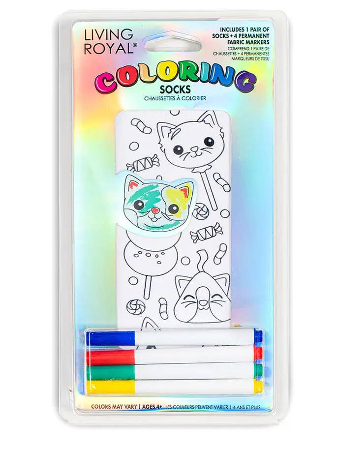 Ankle Socks - DIY Coloring Kit - Candy Cats for wholesale by Living Royal
