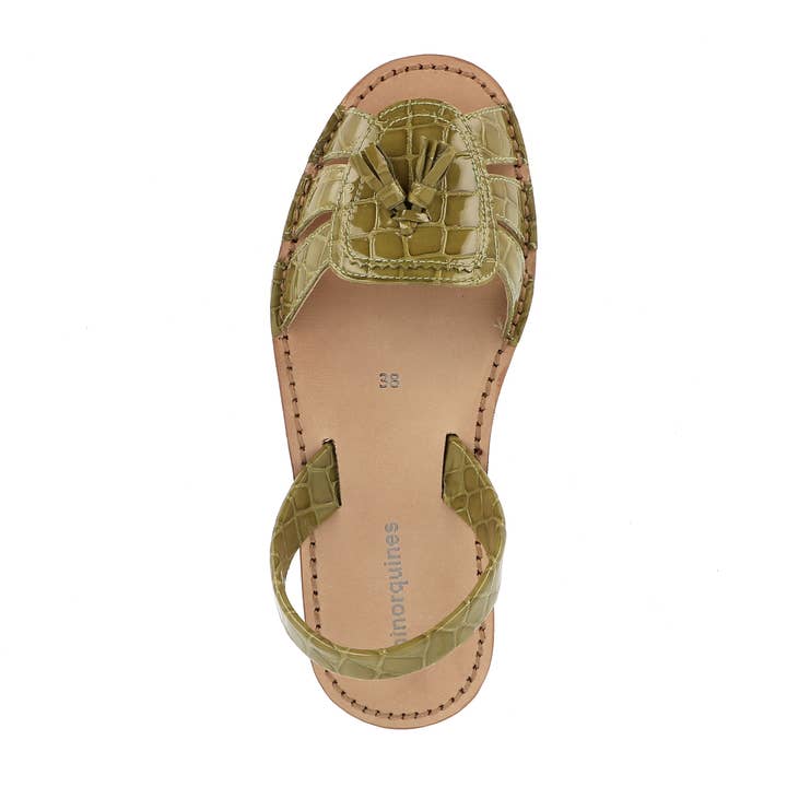 Avarca Neo 2 Olive Croco Leather - Summer Sandal for wholesale by Minorquines