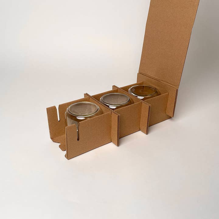 Flush Packaging - Wholesale Gift Box - 12 oz Straight Sided Glass Jar 3-Pack Shipping Boxâ„¢