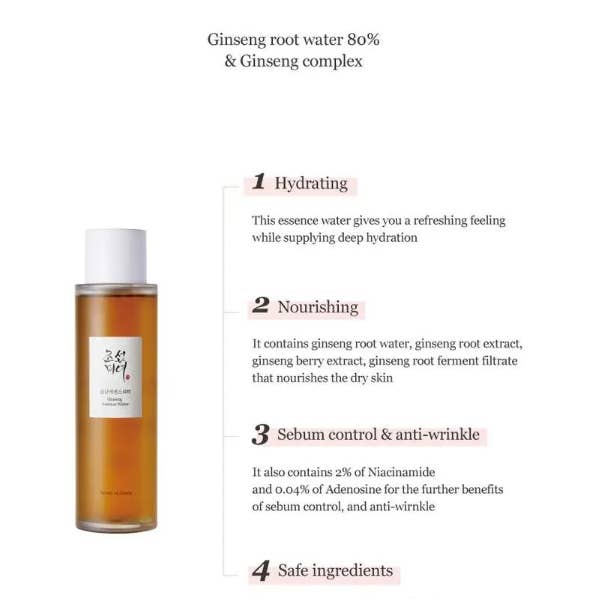 Best Beauty Group - Wholesale Facial Toner - BEAUTY OF JOSEON Ginseng Essence Water Vegan Toner