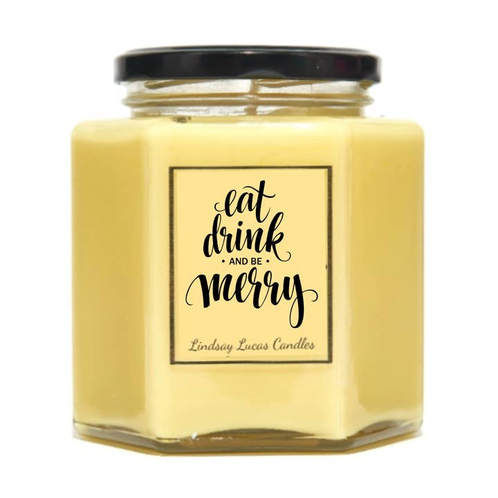 Vela aromática Eat Drink Be Merry, 67 aromas, 3 tamaños para venta al por mayor de Lindsay Lucas Candles