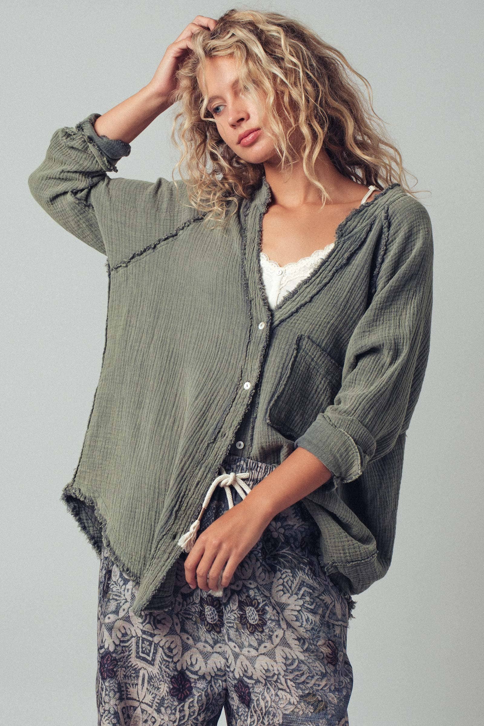 Fashion Week - Wholesale Button Down Shirt - Women's - The Willow Gauze Relaxed Shirt3