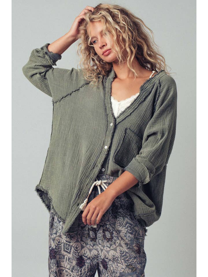 Fashion Week - Wholesale Button Down Shirt - Women's - The Willow Gauze Relaxed Shirt3