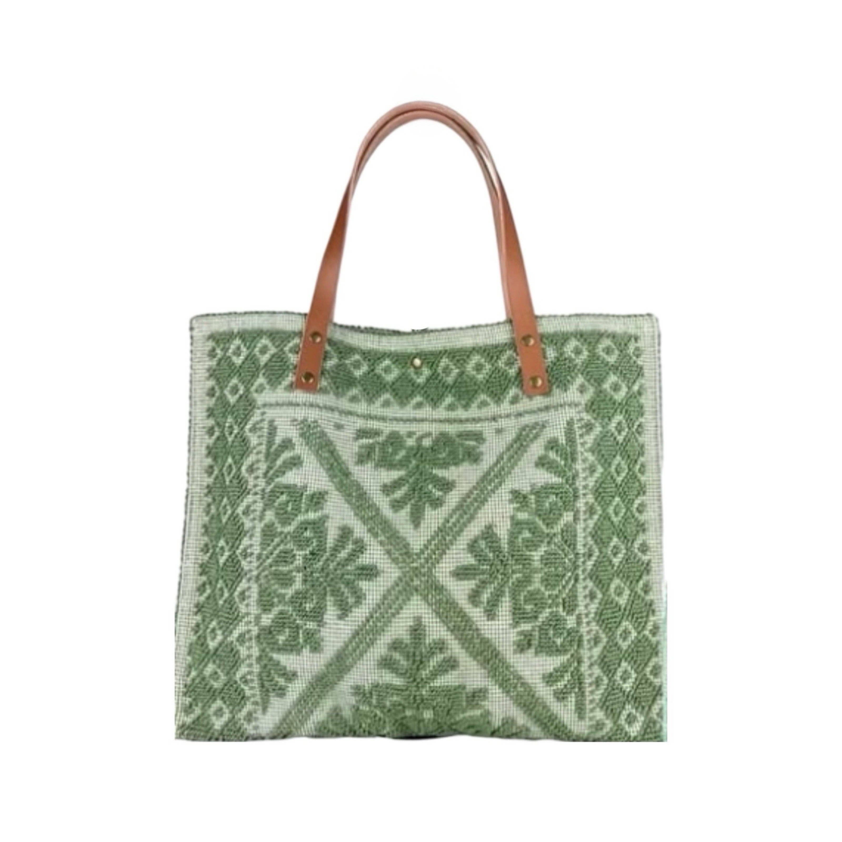 Louisa lee - Wholesale Shoulder Bag - Women's - LARGE TAPESTRY TOTE BAG TRIMMED WITH LEATHER6