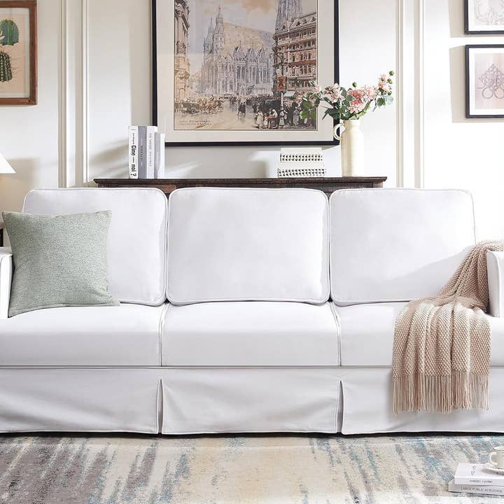 Oversized Slipcovered Couch with Washable Cover, White Linen for wholesale on Faire