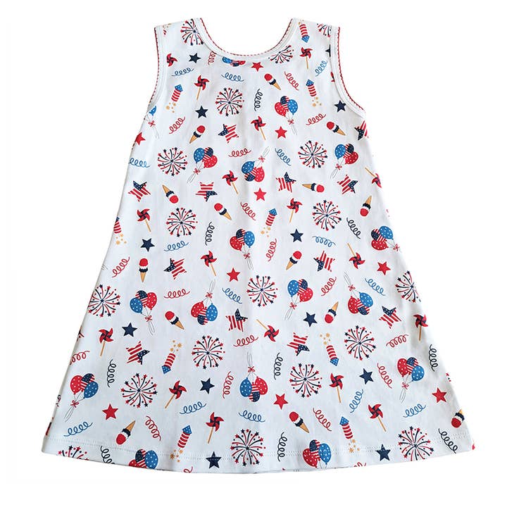 Robe Line A imprimée du 4 juillet pour fille Pima Cotton pour la vente par Marco and Lizzy