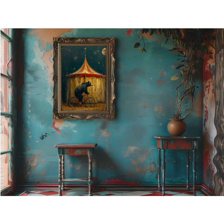 Salty Alyce – wholesale Art print – Circus Bear On Bicycle Wall Decor 118AS4