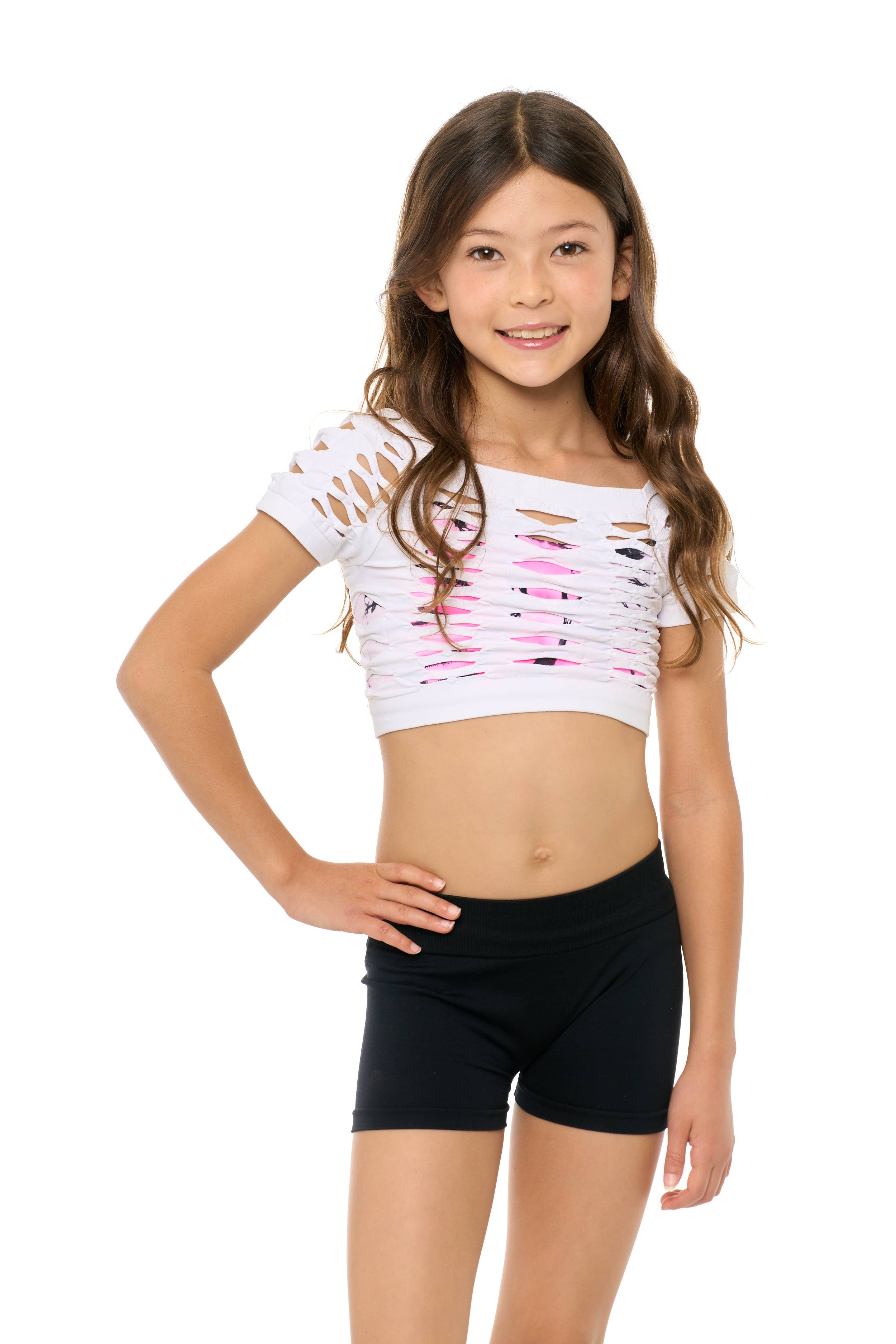 Malibu Sugar - Wholesale Tank Top - Kids - Malibu Mesh Crop Top for Dance Girls (8-14) One Size13