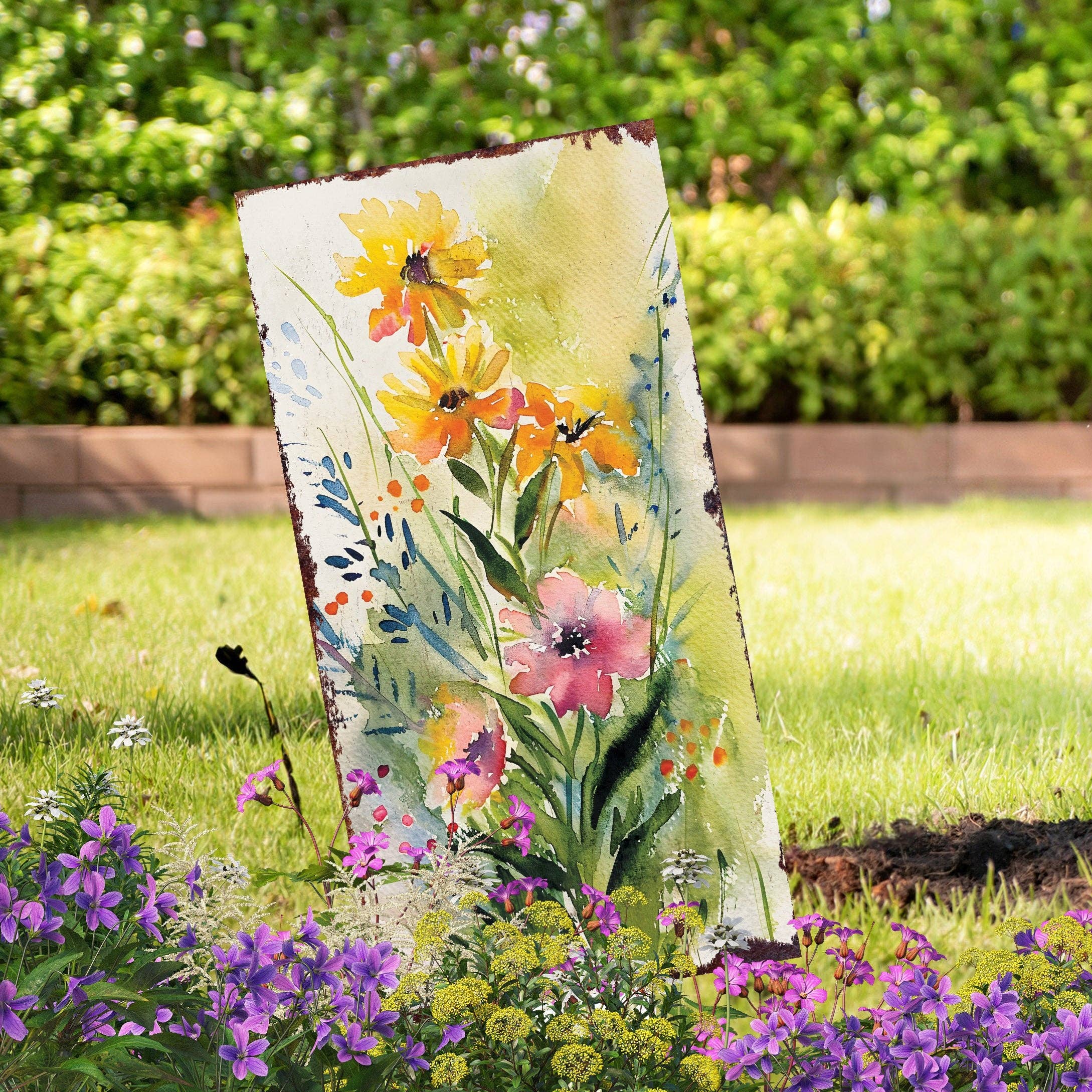 TX USA Corporation - Wholesale Garden/Lawn Stake - 30in Spring Wildflower Garden Stake | Vibrant Watercolor Outdoor Art3