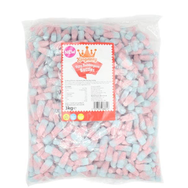 Gaffney's Sweets & Treats Wholesale - Wholesale Gummy - Kingsway Fizzy Bubblegum Bottles 3kg Bag