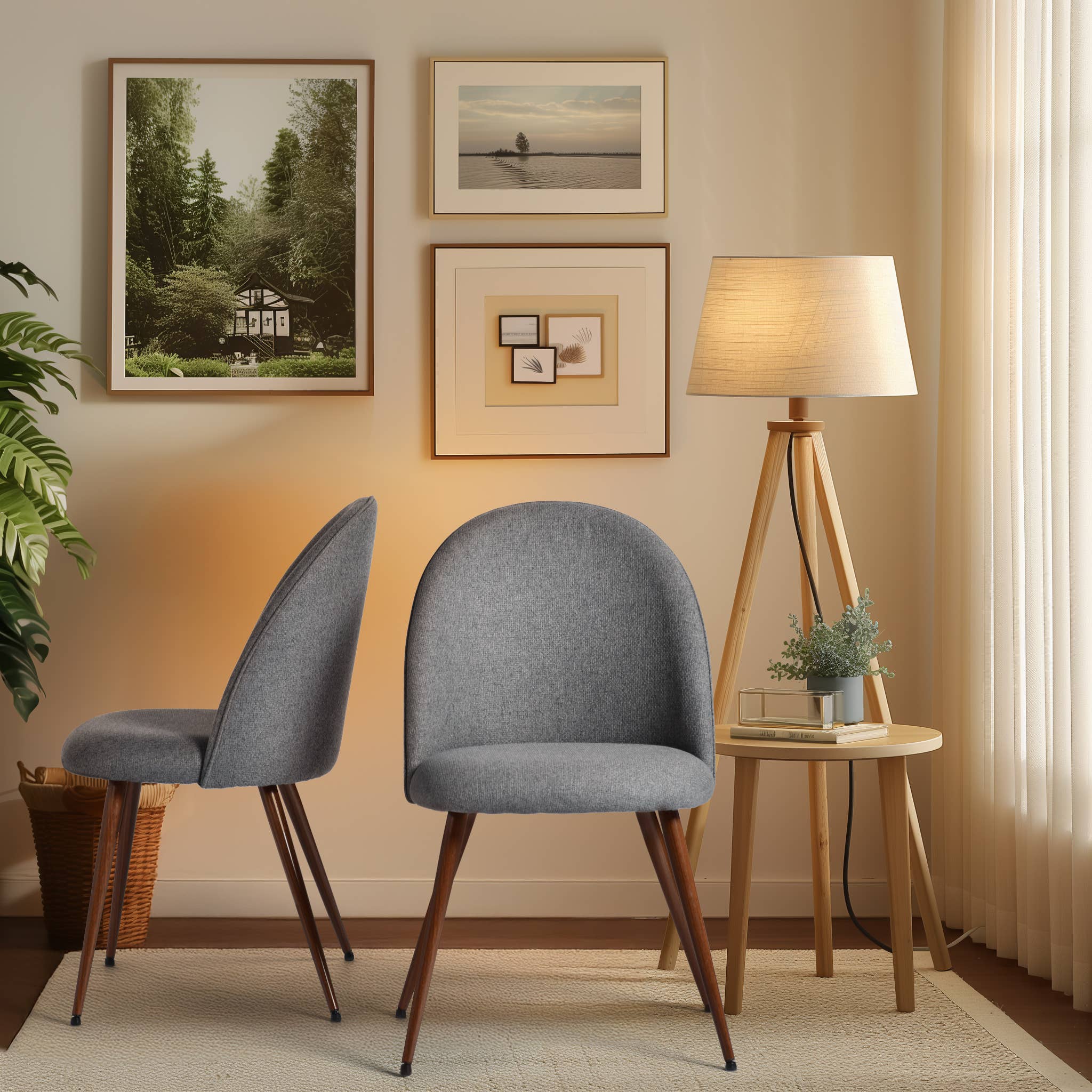 39F Inc. – Großhandel Stühle – Retro Industrieller Wildleder-Esszimmerstuhl (1 Stk.) - Metallbein15