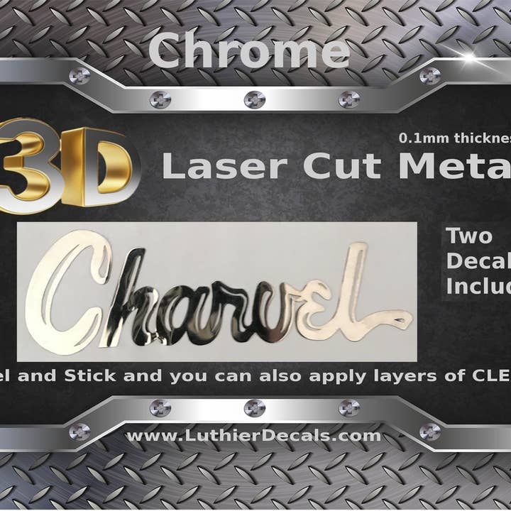 Autocollant pour guitare Charvel 3D découpé au laser avec logo M48 pour la vente par Luthier decals