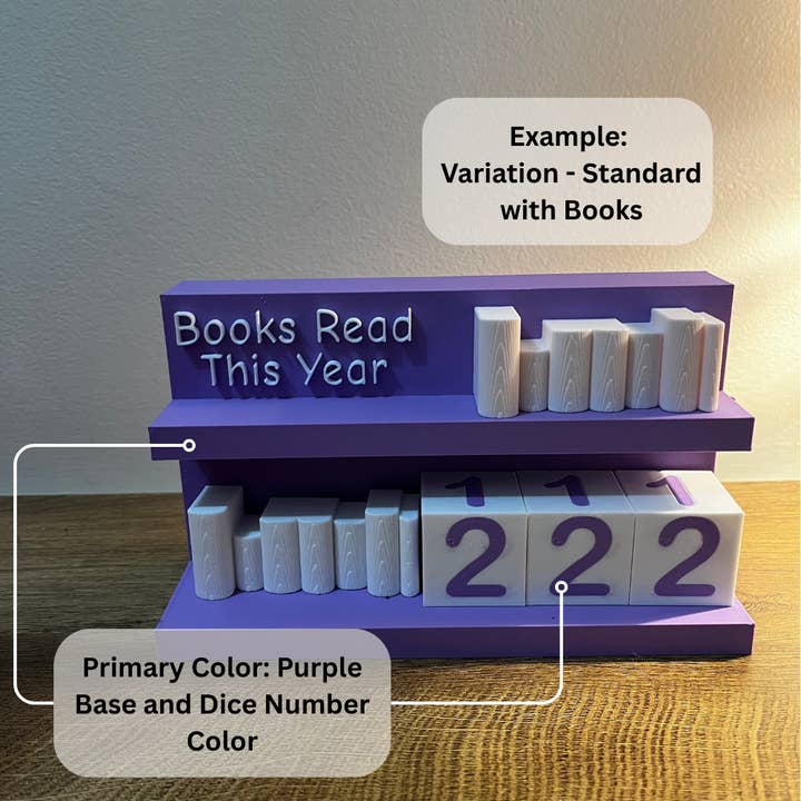 The Printed Maniac - Wholesale Decorative Tabletop Object - Books Read Counter: Bookworm Decor with Dice - Track Reading4