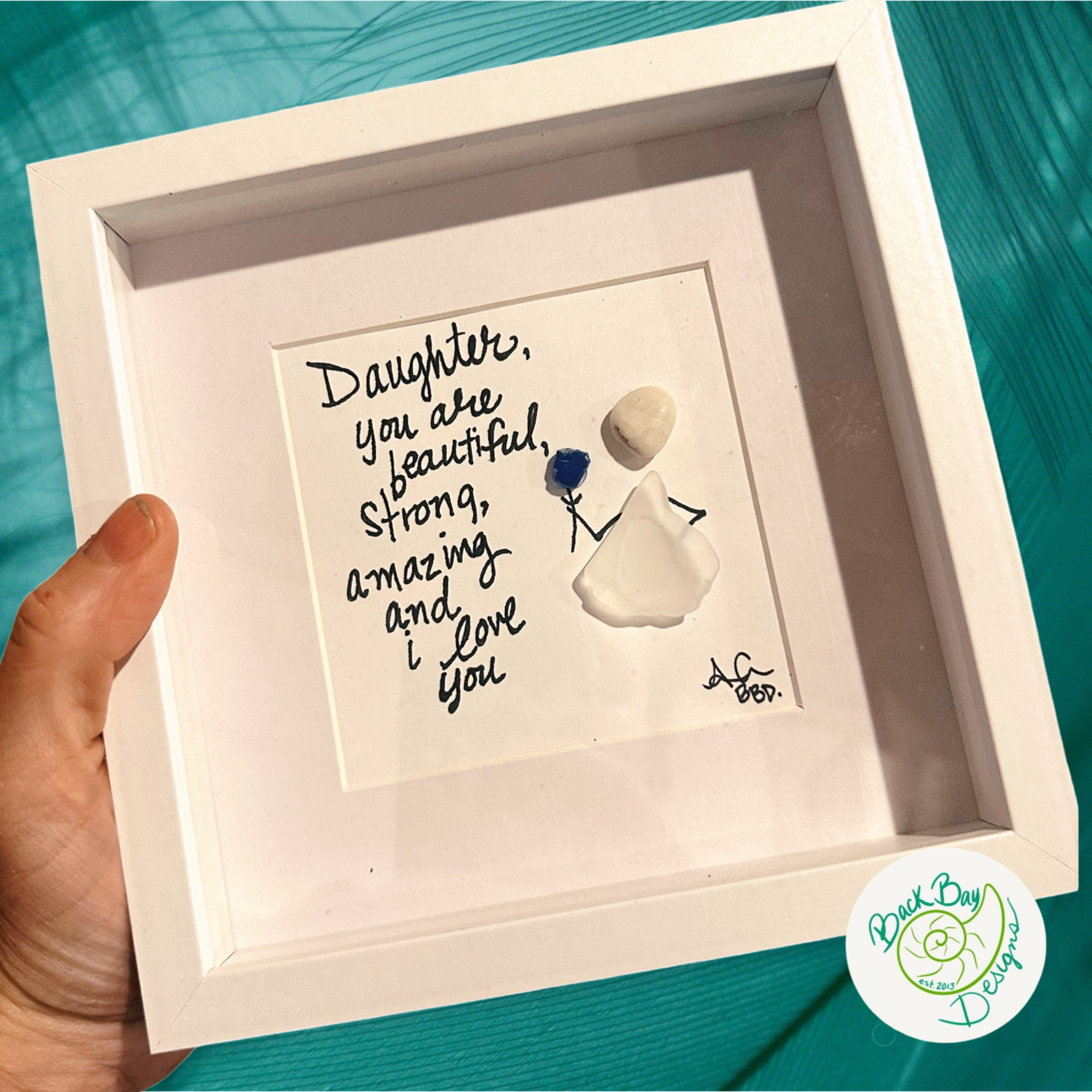 Back Bay Designs - Wholesale Art Print - Daughter I Love You MINI - Sea Glass Art - 6x6 Framed3