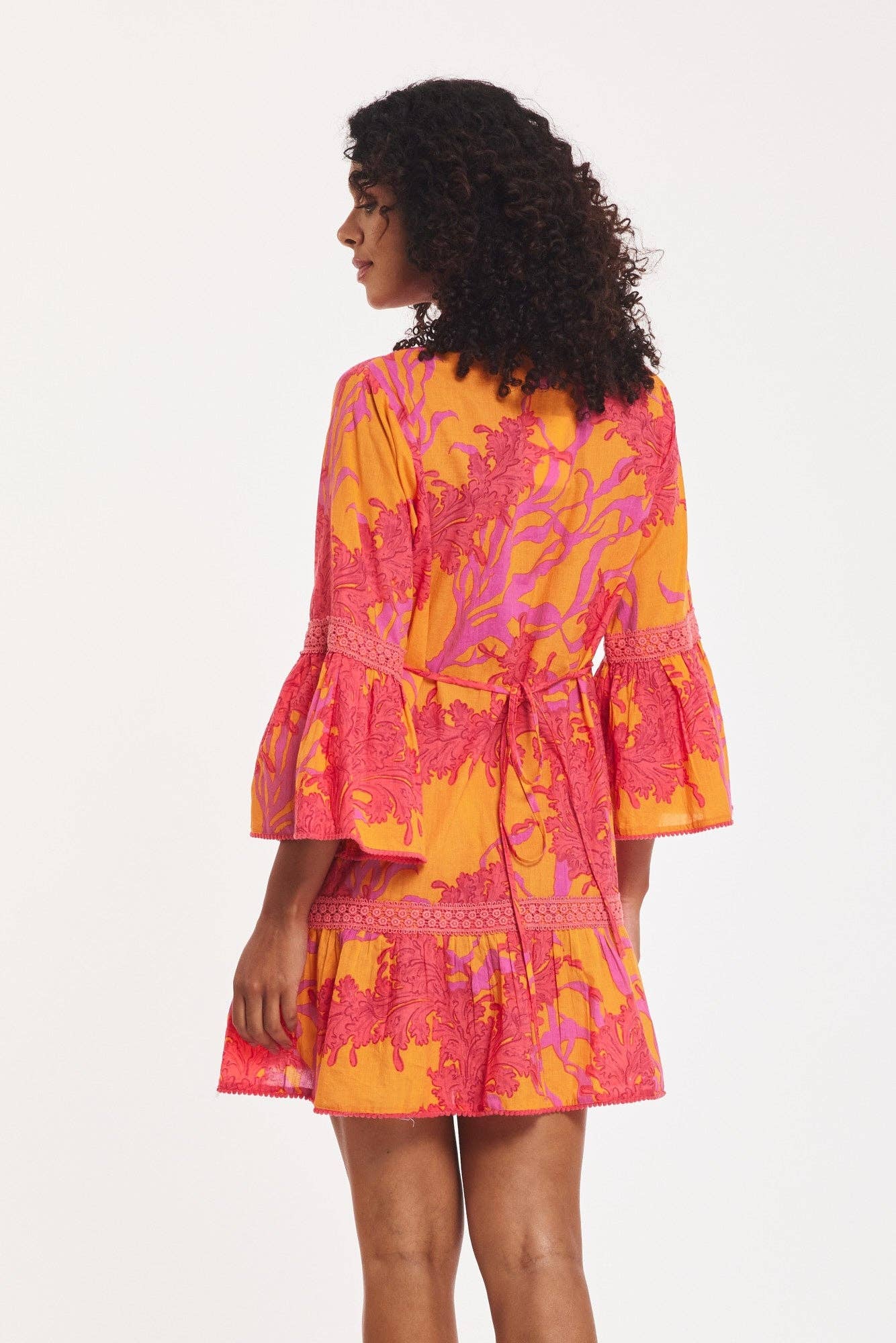 ModaPosa - Wholesale Dress - Women's - Ilaria Dress Big Coral Orange Fuchsia Spring Summer3