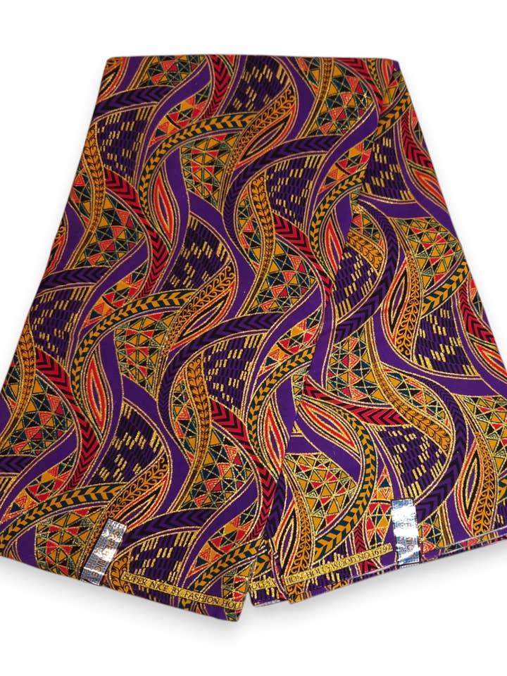 6 Yards - Afrikaanse printstof - Exclusieve versierde glittereffecten 100% katoen - GL-4019 Paars Goud voor wholesale door AfricanFabs