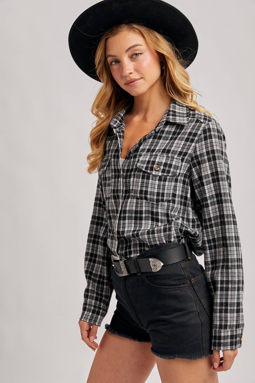 Bluivy - Wholesale Shirt - Women's - BUTTON DOWN PLAID SHIRT WITH POCKETS - 4TH OF JULY30