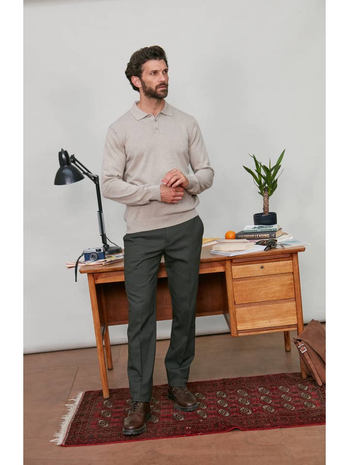 Paul James Knitwear – wholesale Polo – Men’s – Mens Lightweight Cotton Long Sleeve Knitted Polo Shirt35