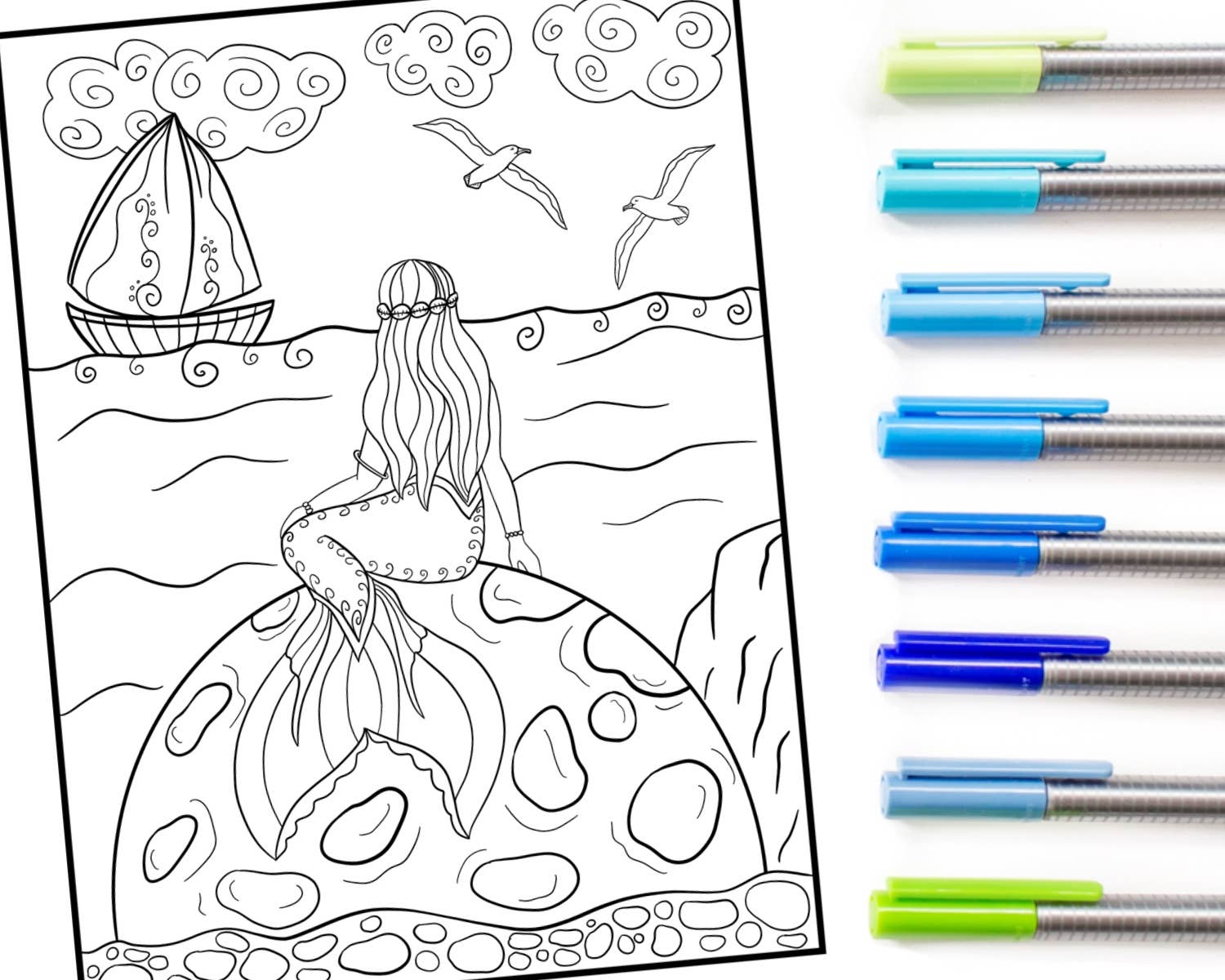 The Swimming Owl - Wholesale Coloring & Activity Book - Adult - Magical Merfolk Coloring Book For Adults + Teens 3