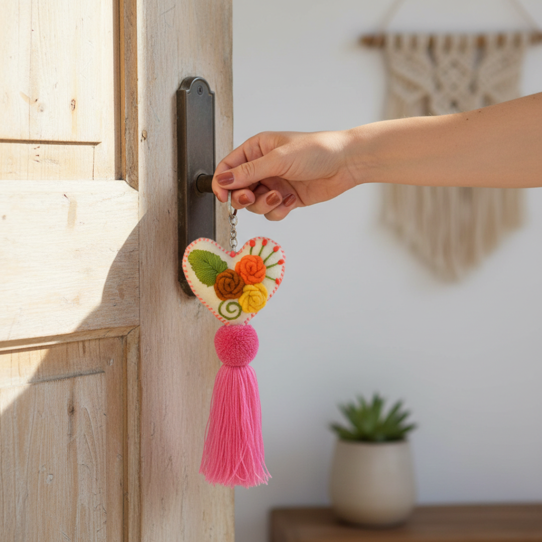 Lumily - Wholesale Keychain - Women's - Rapture Embroidered Heart Love Handmade Key Chain | Zipper Pull - Mexico1