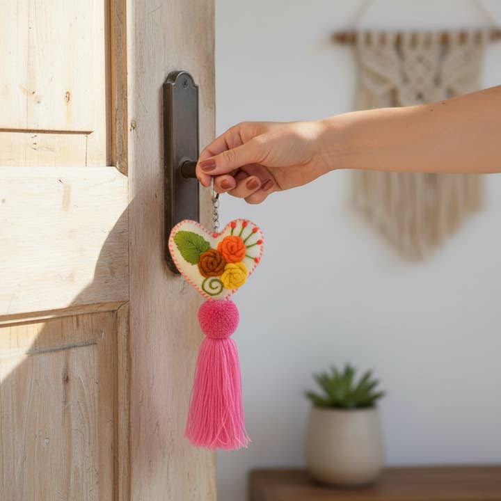 Lumily - Wholesale Keychain - Women's - Rapture Embroidered Heart Love Handmade Key Chain | Zipper Pull - Mexico1