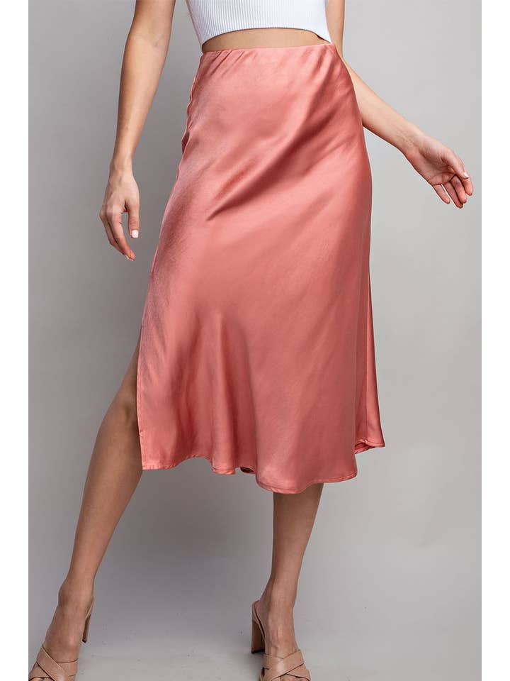 Peace Love Line - Wholesale Skirt - Women's - SLI4059 - SATIN MIDI SKIRT