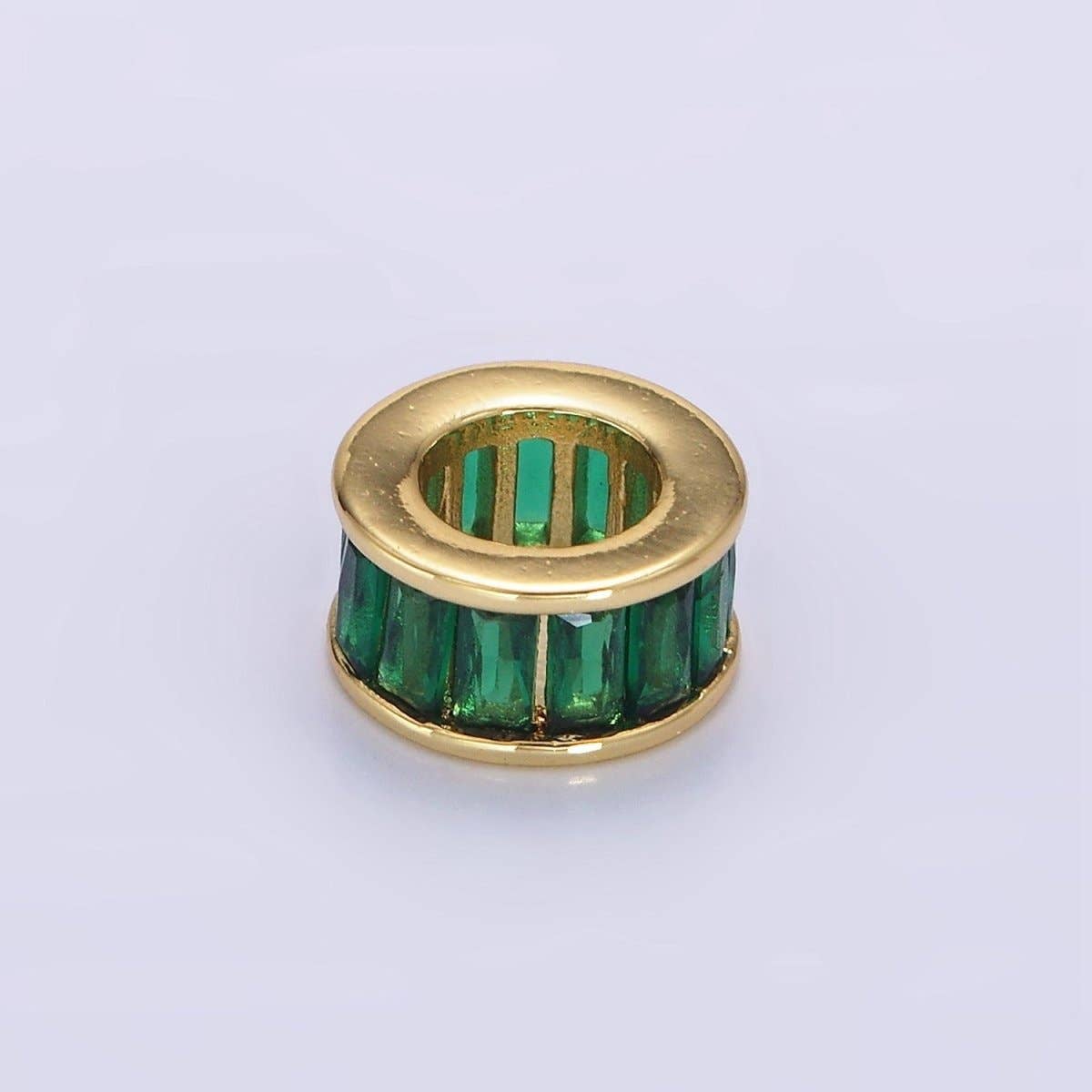 Aim Eternal - Vendita all'ingrosso Ciondolo/pendente - Charm distanziatore con pietra natale in oro riempito 14K CZ Baguette Rondell per collana braccialetto | B861 - B87211