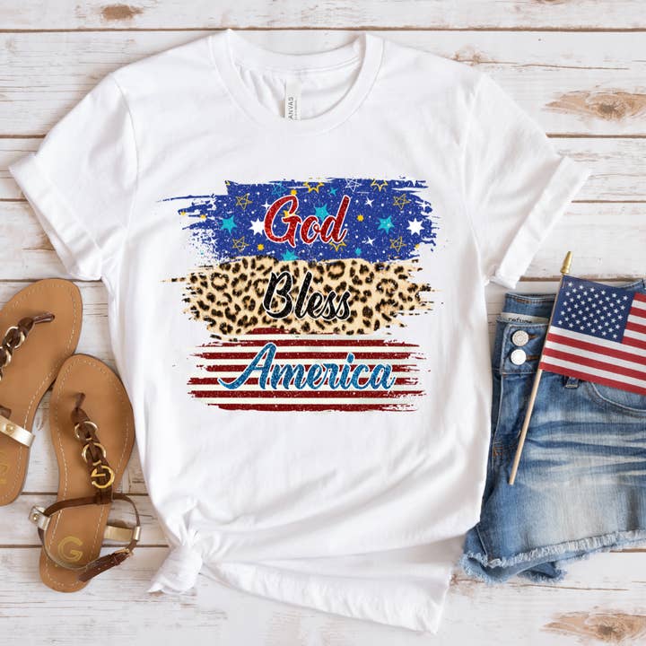 God Bless America 4th Of July T-Shirt for wholesale by Hello Gorgeous Apparel