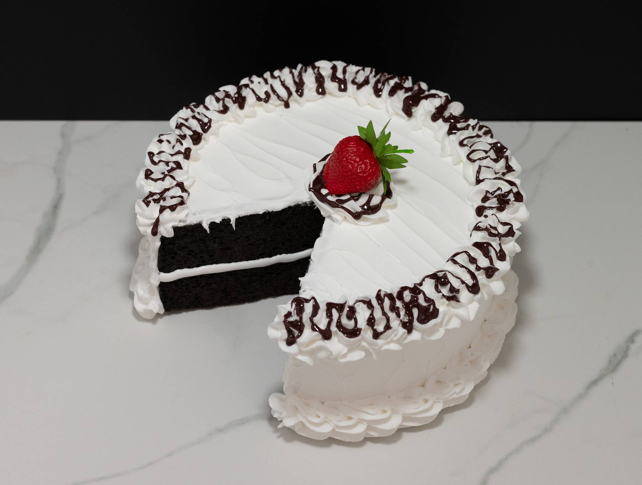 Just Dough It! Fake Foods - Wholesale Decorative Tabletop Object - Large Fake Vanilla Cake with Slice Missing2