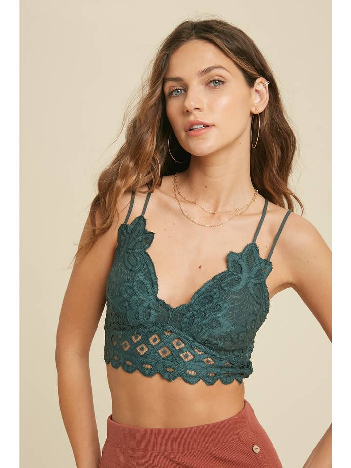 Wishlist Apparel - Wholesale Bralette - Women's - DOUBLE STRAP SCALLOPED LACE BRALETTE / WL17-01367