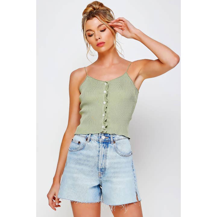 GEBREIDE CAMI TANKTOP MET RUCHES voor wholesale door Sweet Generis