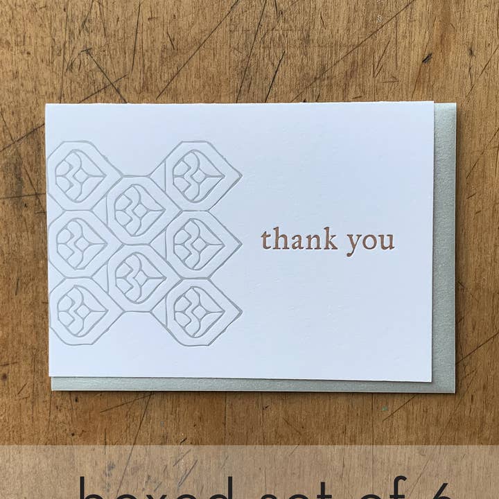Thank You Geometric Card - Box of 6 for wholesale by Letterpress PDX