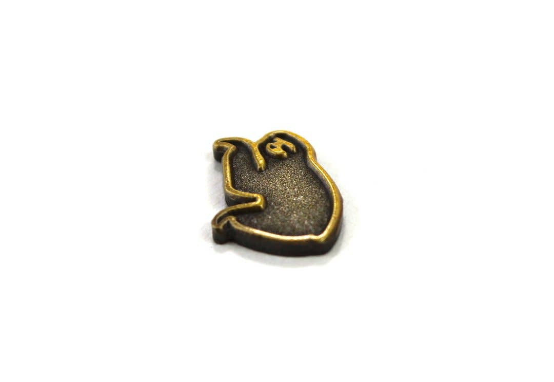 Sloth Steady - Wholesale Lapel Pin/Button - The Gold on Gold Mini Sloth Pin2