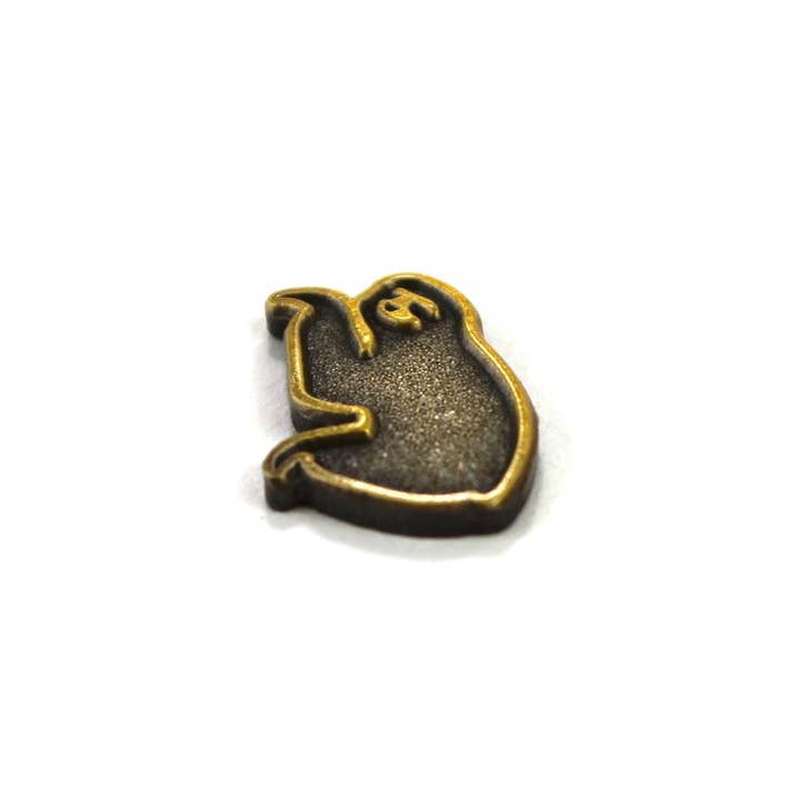 Sloth Steady - Wholesale Lapel Pin/Button - The Gold on Gold Mini Sloth Pin2
